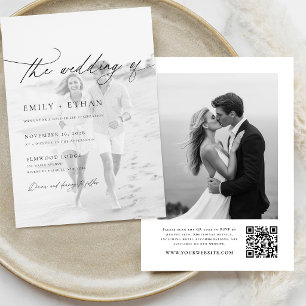 Boho-Script-QR-Code-Foto-Hochzeit Einladung