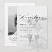 Boho Script QR Code Foto Wedding Einladung (Vorne/Hinten)