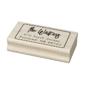 Boho Script Rectangle Frame Return Address Gummistempel (Stempel)