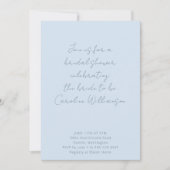 Boho Script Soft Blue Modern Bridal Shower Einladung (Vorderseite)