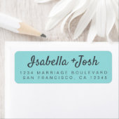 Boho Script Turquoise Wedding Rücksendeadresse (Insitu)