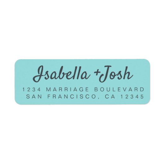 Boho Script Turquoise Wedding Rücksendeadresse (Vorne)