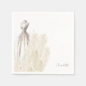 Boho Script Wedding Dress Brautparty Cocktail Serviette (Vorderseite)