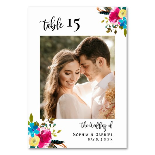 Boho Script Wedding Tischnummern Doppelseitig (Rückseite)