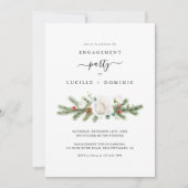 Boho Script Winter Evergreen Engagement Party Einladung (Vorderseite)