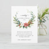 Boho Script Winter Greenery Frohe Weihnachten (Stehend Vorderseite)