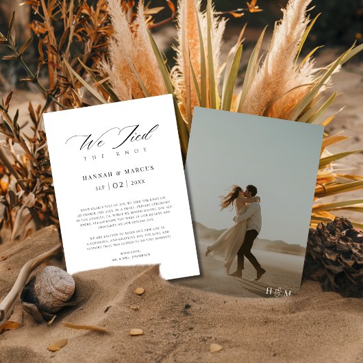Boho Script Wir tippten das Knot Modern Wedding Fo Ankündigung