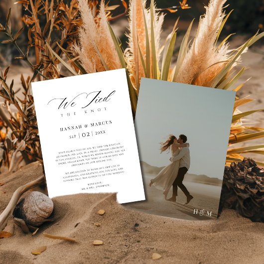 Boho Script Wir tippten das Knot Modern Wedding Fo Ankündigung