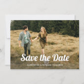 Boho Script | Zwei Foto- und QR-Code Save The Date (Vorderseite)