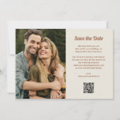 Boho Script | Zwei Foto- und QR-Code Save The Date (Rückseite)