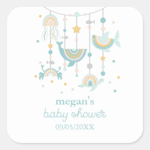 Boho Sea Animal Square Stickers