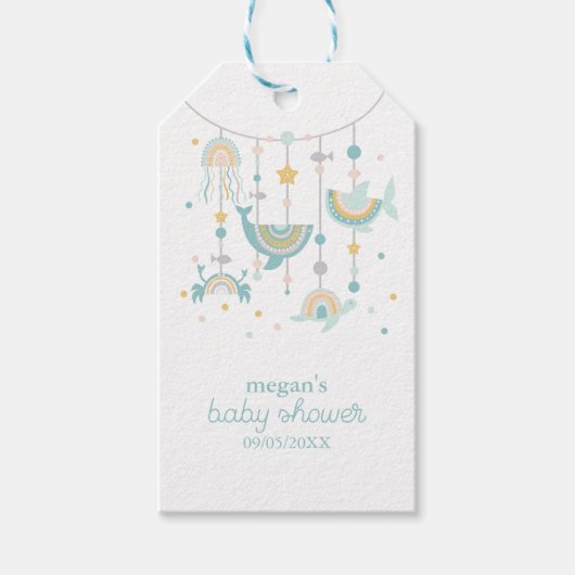 Boho Sea Animal Square Stickers Geschenkanhänger (Vorderseite)