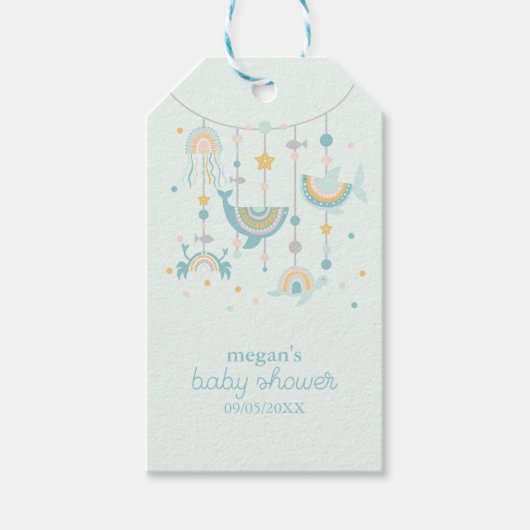 Boho Sea Animal Square Stickers Geschenkanhänger (Vorderseite)