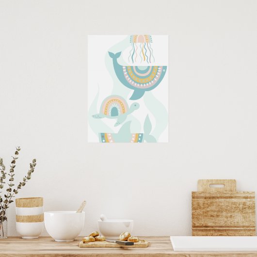 Boho Sea Animals Poster (Küche)