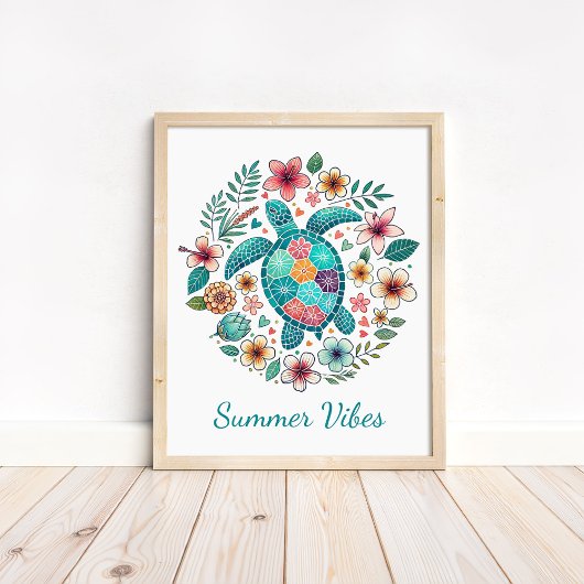Boho Sea Turtle Art Print - The Ocean Wall Art Poster