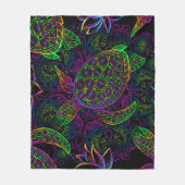 Boho Sea Turtle: Psychedelic Mandala Pattern Fleecedecke (Vorderseite)
