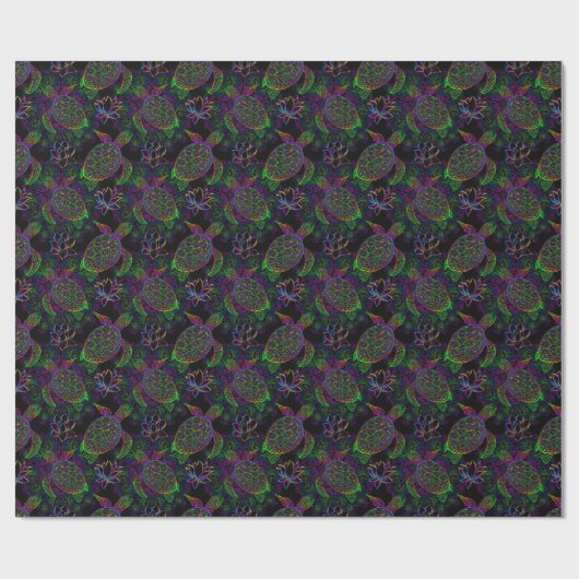 Boho Sea Turtle: Psychedelic Mandala Pattern Geschenkpapier (Flach)