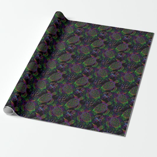 Boho Sea Turtle: Psychedelic Mandala Pattern Geschenkpapier (Ungerollt)
