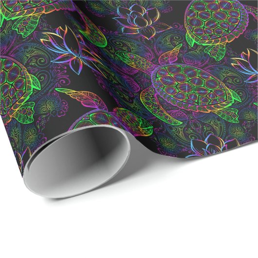Boho Sea Turtle: Psychedelic Mandala Pattern Geschenkpapier (Rolleneckpunkt)
