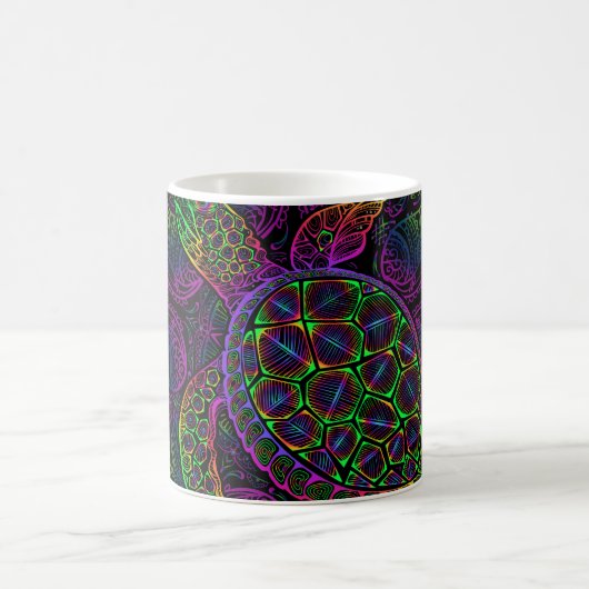 Boho Sea Turtle: Psychedelic Mandala Pattern Kaffeetasse (Mittel)