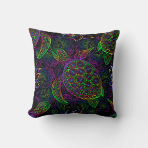 Boho Sea Turtle: Psychedelic Mandala Pattern Kissen