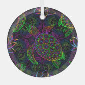 Boho Sea Turtle: Psychedelic Mandala Pattern Ornament Aus Glas (Vorderseite)