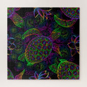 Boho Sea Turtle: Psychedelic Mandala Pattern Puzzle (Horizontal)