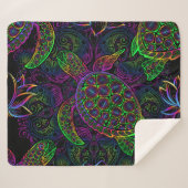 Boho Sea Turtle: Psychedelic Mandala Pattern Sherpadecke (Vorderseite (Horizontal))