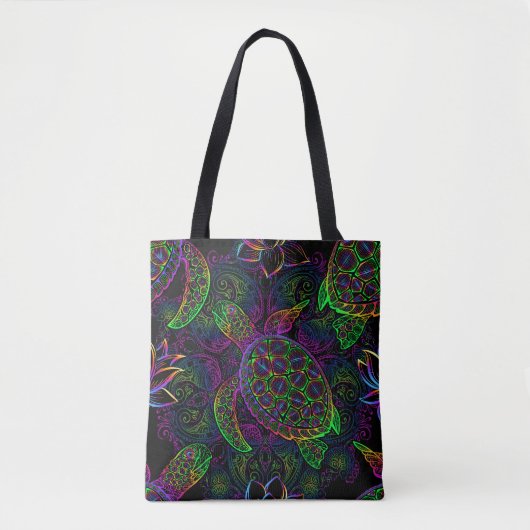 Boho Sea Turtle: Psychedelic Mandala Pattern Tasche (Vorderseite)