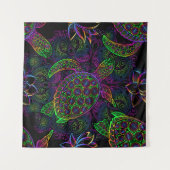 Boho Sea Turtle: Psychedelic Mandala Pattern Wandteppich (Vorderseite (Horizontal))