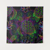 Boho Sea Turtle: Psychedelic Mandala Pattern Wandteppich (Vorderseite)