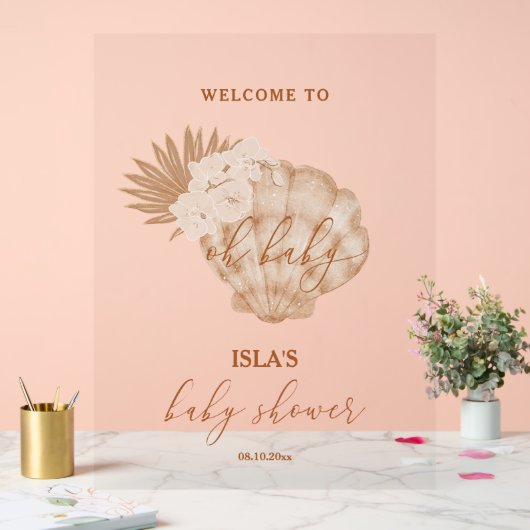 Boho Seashell Baby Dusche Willkommen Acrylschild (Hochzeit)