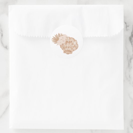 Boho Seashell Baby Shower Runder Aufkleber (Tasche)