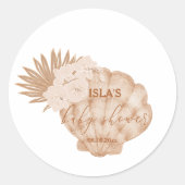 Boho Seashell Baby Shower Runder Aufkleber (Vorderseite)