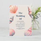 Boho Seashells Beach Einzigartige Hochzeit Einladung (Stehend Vorderseite)