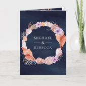 Boho Seashells Nautical Navy Blue QR Code Wedding Einladung (Vorderseite)