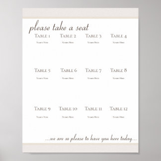 Boho Seating Chart Value Poster Paper (Matte)