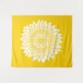 Boho Senf Gelbe Sonnenblume Mandala Wandteppich (Vorderseite (Horizontal))