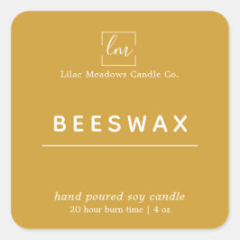 Boho Senf Round Candle Packaging Label Quadratischer Aufkleber