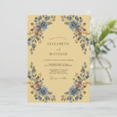 Boho-Senf-Schiefer-Gemalte Hochzeit Einladung (Stehend Vorderseite)