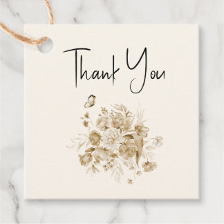 Boho-Sepia-Floral-Baby-Shower-Geschenkanhänger Geschenkanhänger