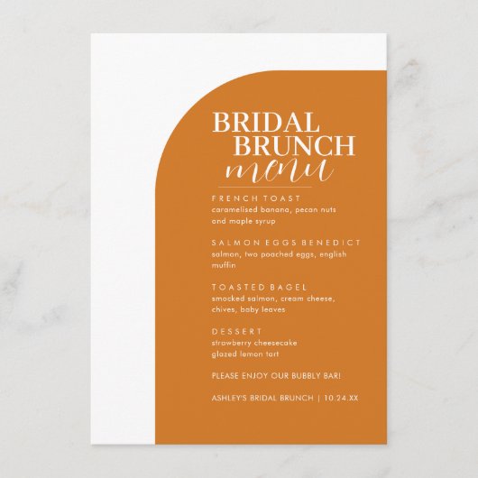 Boho Serif Minimal Text Bridal Brunch Menü Menükarte (Vorderseite)