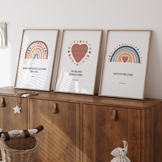 Boho-Set von 3 Christlichen Kinderzimmer-Poster Bilderwand Sets