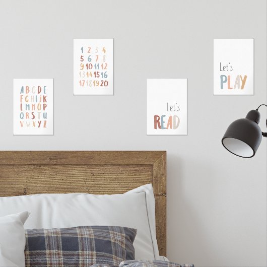 Boho Set von 4 ABC, Zahlen, lasse lesen und abspie (Schlafzimmer)