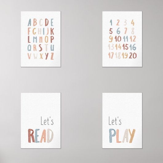 Boho Set von 4 ABC, Zahlen, lasse lesen und abspie (Vorderseite)