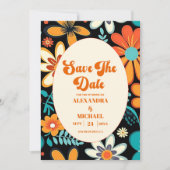 Boho Seventies Retro Floral Wedding Save The Date (Vorderseite)