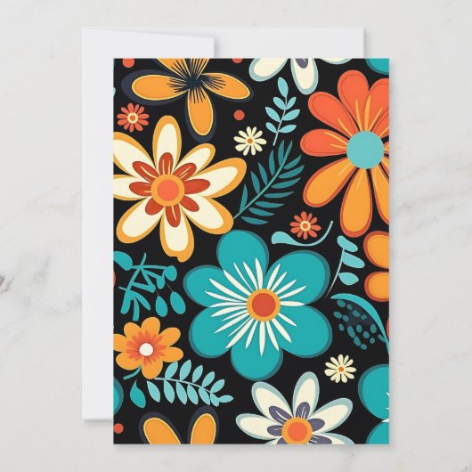 Boho Seventies Retro Floral Wedding Save The Date (Rückseite)