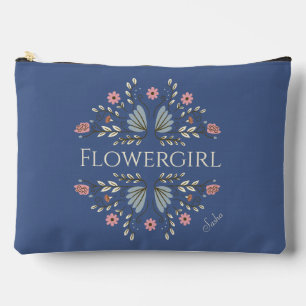 Boho Shabby Chic Blaue Rosa Wilde Blumenmädchen Zubehörtasche