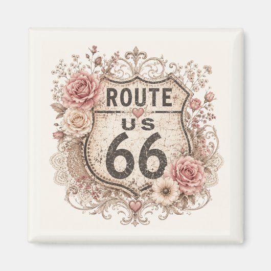 Boho Shabby Chic Mother Road Erinnerungsstück Magnet (Vorne)