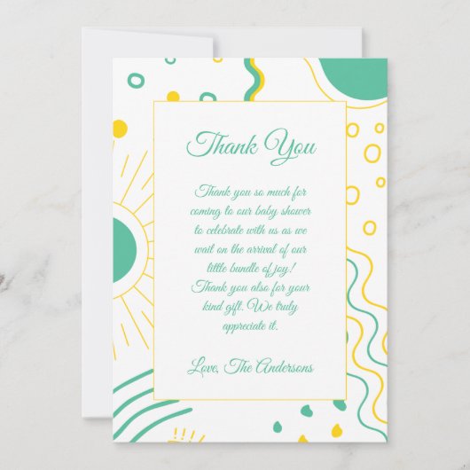 Boho Shape Baby Dusche Dankeskarte (Vorderseite)